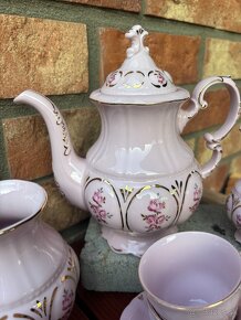 Kávová suprava ružový porcelan 14 karatove zlato - 5