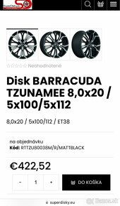 Alu disky Barracuda tzunamee 20” 5x112 a 5x100 - 5