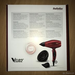 FÉN BaByliss Veloce 2200W červený + darček - 5