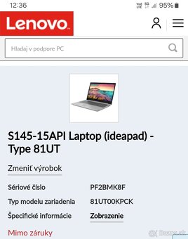 Predám NTB Lenovo Ideapad S145 - 5