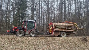 Vyvážací príves na drevo + Kranman hydralická ruka 550 - 5