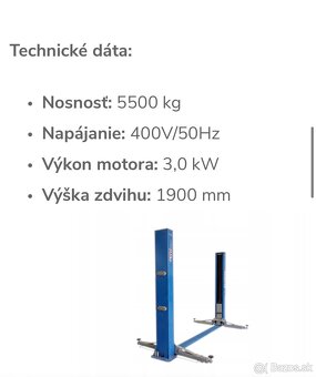 Dvojstlpový zdvihak 5,5t - 5