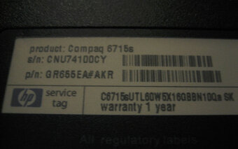 HP Compaq 6715s (displej 15,4'') - 5