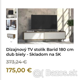 TV stolík 180cm - dub hnedý + biely - 5