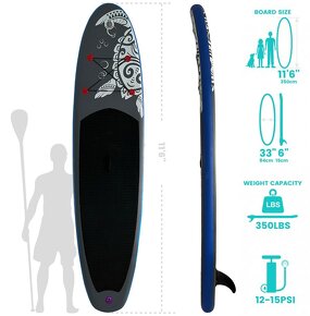 Nový Paddleboard 350cm 160kg čierno modrý - 5