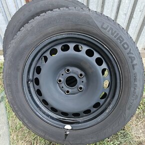 2 ks plech disky VW 5x112 r16 + zimné Uniroyal 205/60 r16 - 5