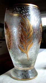 váza dóza Egermann popolník hutné sklo oroplastika - 5