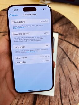 iPhone 15 pro 128 blue Titan batéria 95% top stav záruka - 5