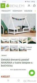 Detská drevená posteľ NAKANA v tvare teepee s bočnicou - 5