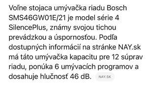 Voľne stojaca umývačka riadu BOSCH - 5