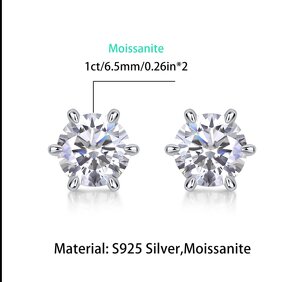 Strieborné Moissanite Nausnice 1CT - 5