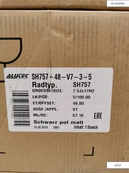 Škoda Fabia, Rapid, Scala alu disky 5x100 R17 ET48 1250 - 5