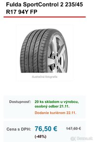 Letné pneumatiky 235/45 R17 SportControl - 5