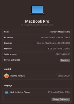 MacBook Pro 13,3" 2019, i5, 8GB RAM, 250GB SSD - 5