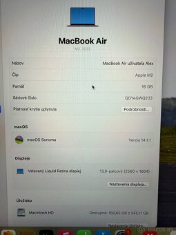 MacBook Air M2 2022 Vesmírne sivý RAM 16GB - 5