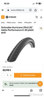 Predám plášť na bicykel 29x2.25 Schwalbe hurricane - 5