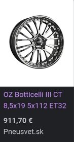 OZ Racing Botticelli 3 CT 8,5J R19 ET32 5x112 trojdielne - 5