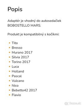 2ks Bebetto adaptéry na autosedačku Bobostello MARS - 5