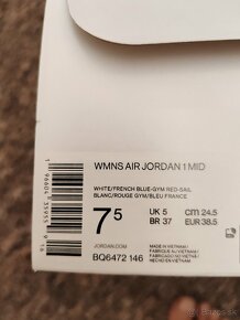 
Nike Air Jordan Tenisky W1 Mid French Blue 38.5 EUR - 5