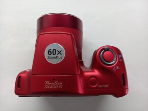 Canon PowerShot SX400 IS Red Červený Stav Nového Komplet - 5