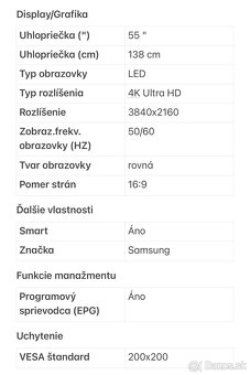 Predám novú smart TV, SAMSUNG UE55CU7172U (2023) - 5