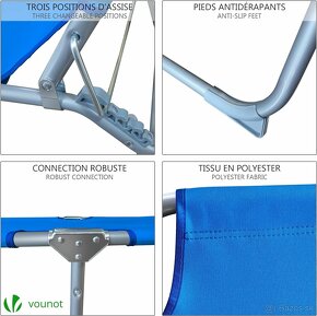 Sada 2 skladacích lehátok so strieškou "VOUNOT" - 5