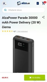 Alza Power banka 30 000 mAh (20 W) čierna - 5