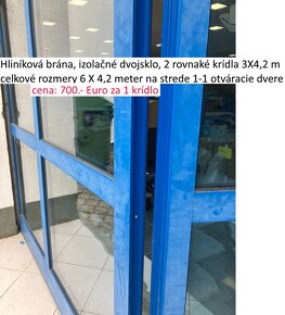 Hliníková presklenená brána 3 X 4,2 m 2 kusy - 5