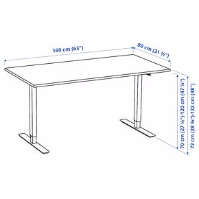 IKEA TROTTEN Stôl nastaviteľná výška, biela 160x80 cm - 6