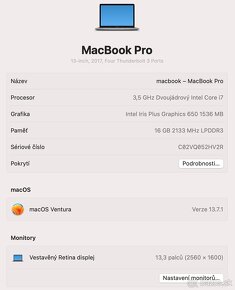 Macbook PRO 13, 16GB, 500GB, I7 - 6