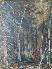 Veľký obraz ručná olejomaľba na plátne  - Lesné zátišie - 6