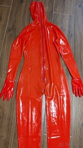 Latexový catsuit - červený - 6