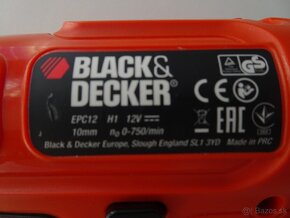 Predám kvalitnú AKU-VŔTAČKA/ŠRÓBOVAčKA+BATERIA Black Decker - 6