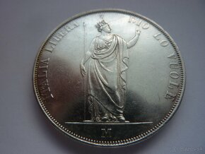 Vzácnejšia strieborná 5 Lire 1848 M - revolučná - 6