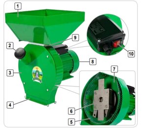 Elektrický mlynček na obilie so stojanom, 3,9 KW, 270 kg/hod - 6