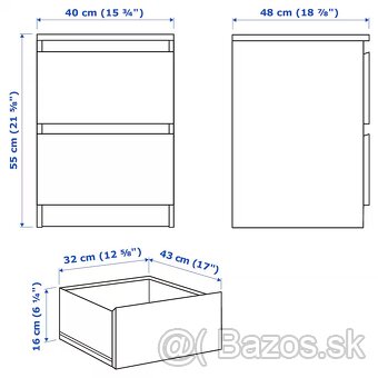 MALM - komoda s 2 zas./nocny stolik/biela - 6