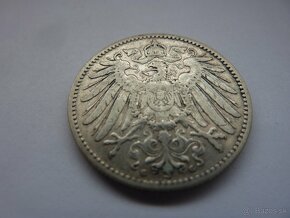 Vzácna strieborná nemecká 1 mark 1894 G - 6