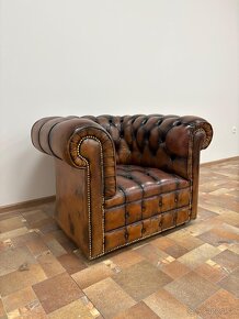 Chesterfield štýl,kožená,farba western 3+1+1 - 6