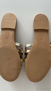 Mango Kožené zlaté šľapky/ploché sandále bez podpätku 37 - 6