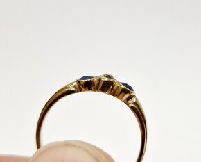 14k zlatý diamantový prsteň so zafírmi - 6