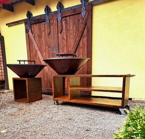 Ohniskovy gril 100cm corten pult - 6