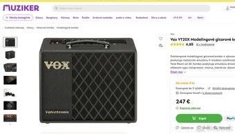 Gitarové, lampové kombo Vox VT20+ 30W + footswitch VOX VFS5. - 6