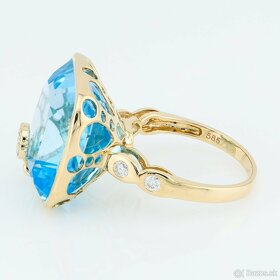 Zlatý prsteň Monarch s obrovským 30.20ct Topázom a diamantmi - 6