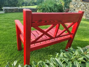 záhradná lavica - X - 2 miestna - vintage červená - 6