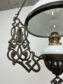 Starožitná liatinová petrolejová sťahovacia lampa - 6