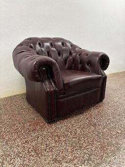 Chesterfield štýl,kožená sedačka - 6