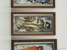 Maľované zrkadla Alfons Mucha - 4 ročne obdobia. Košice - 6