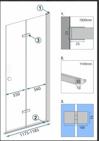 Sprchové dvere krídlové 90cm x 2, transparent - 6