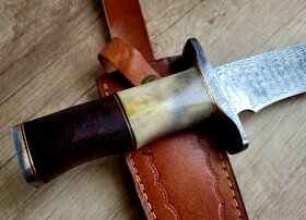 lovecký Damaškový nôž 28 cm BOWIE, ručně vyroben + pouzdro - 6