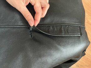 Čierny kožený Vintage kabát - 6